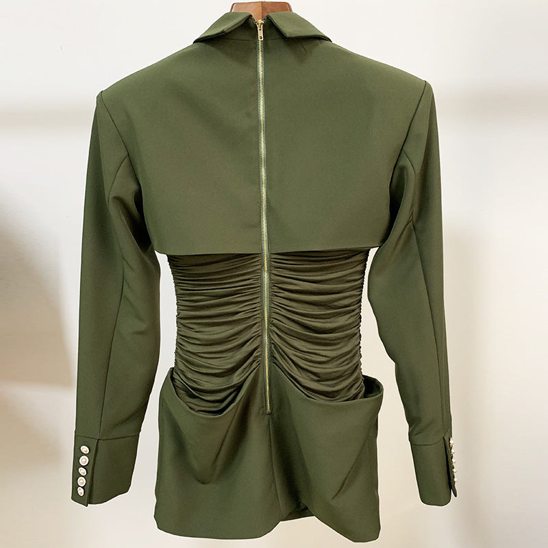 Zip up wide shoulders dress