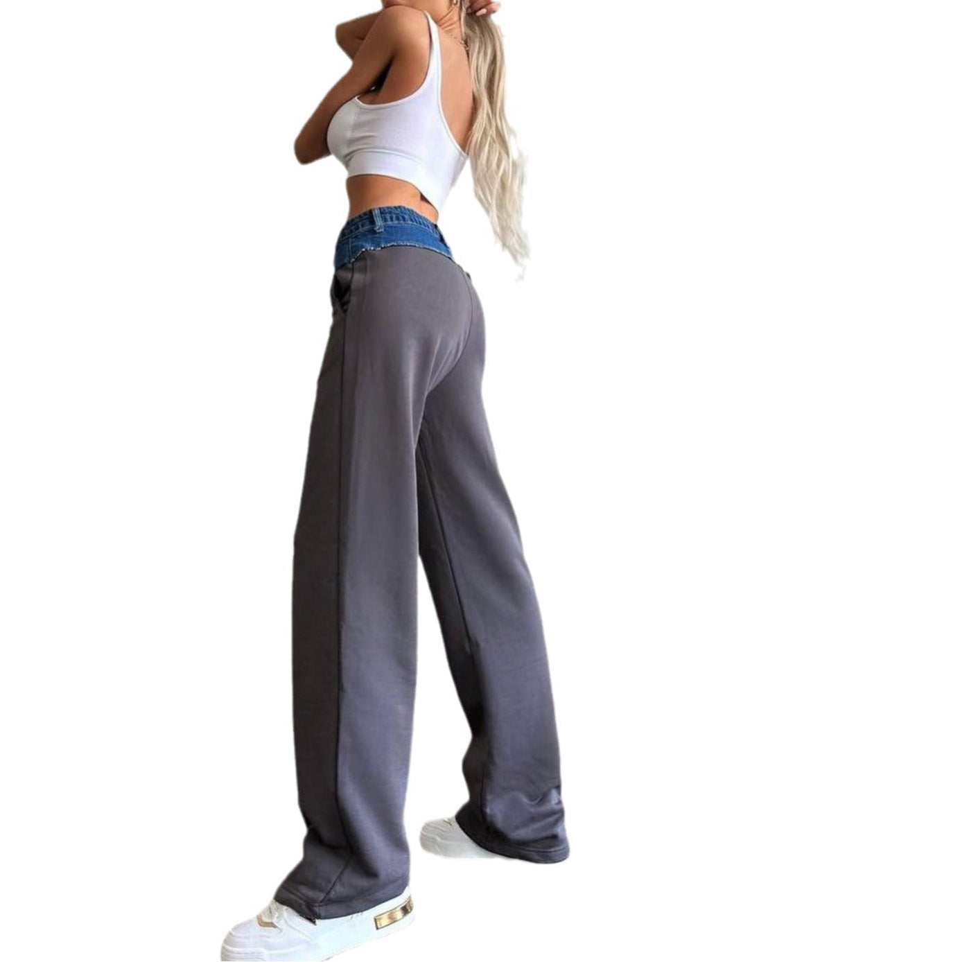 Loose Draping Effect Straight-leg Trousers Women