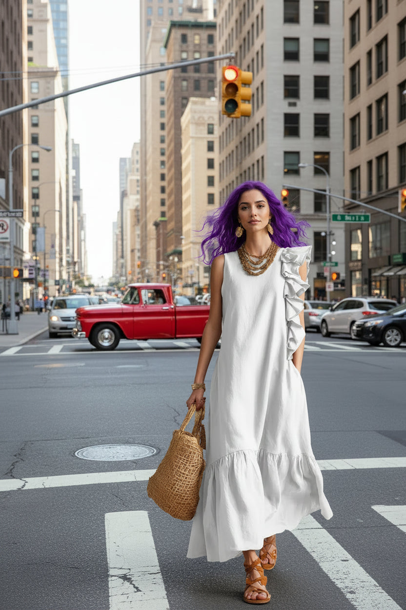 Ruffle Sleeveless Dress