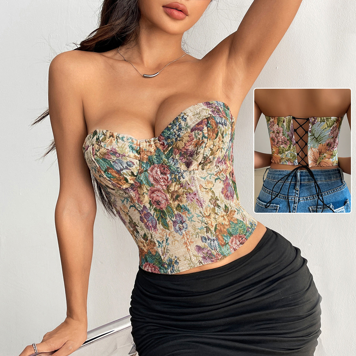 Floral Print Tube Vest Top