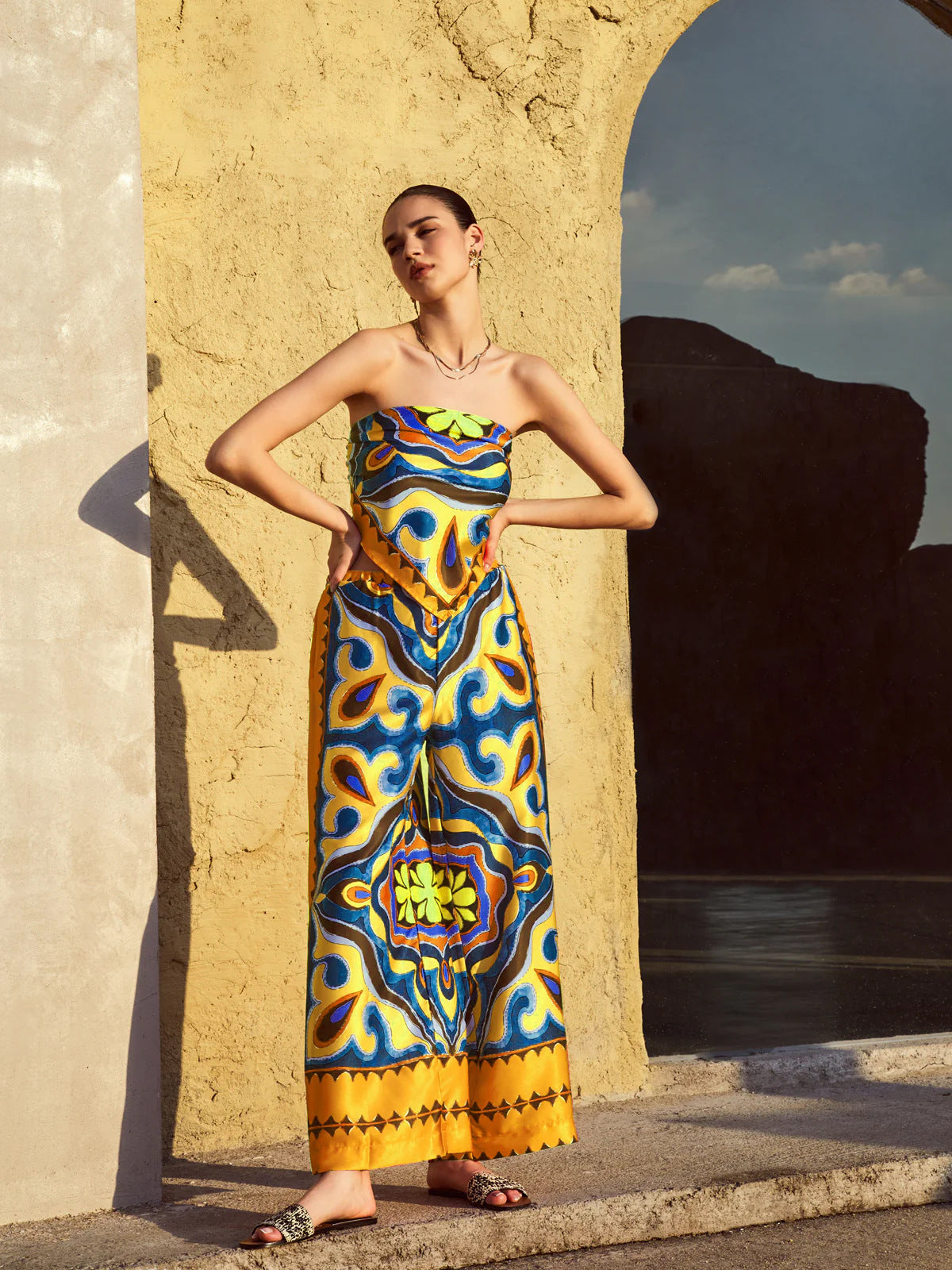 Printed Tube top Suit