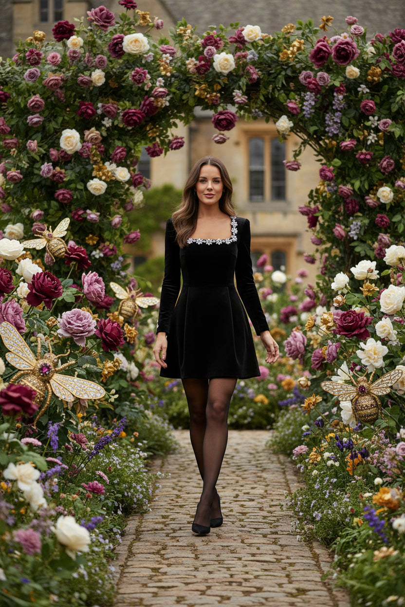 Flowers Rhinestone dress