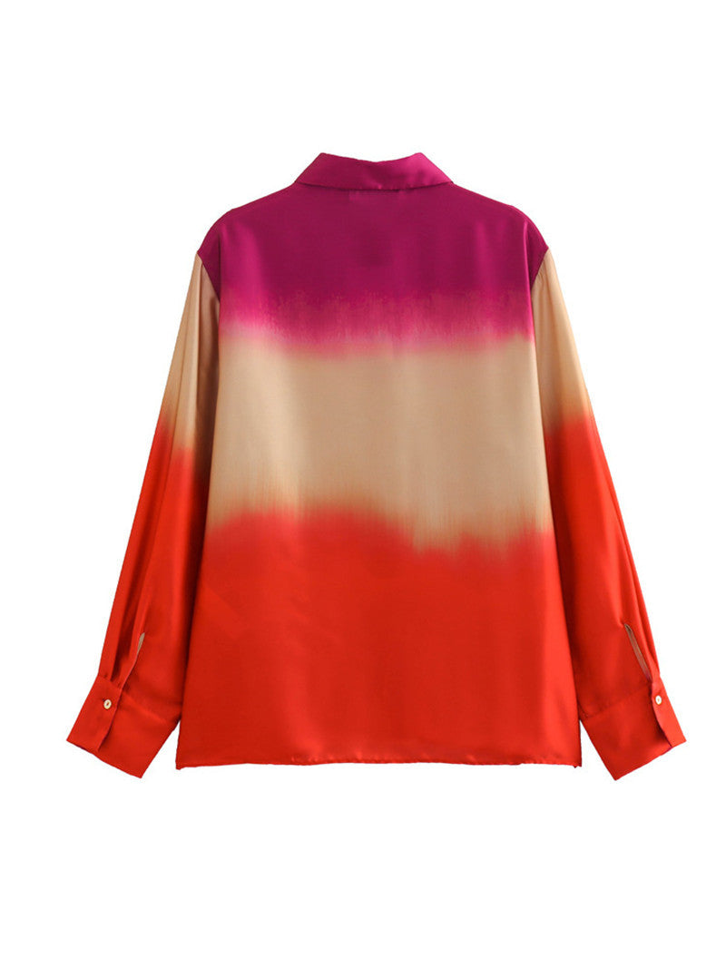 Tie-dye Printed Shirt with Straight-leg Trousers Suit