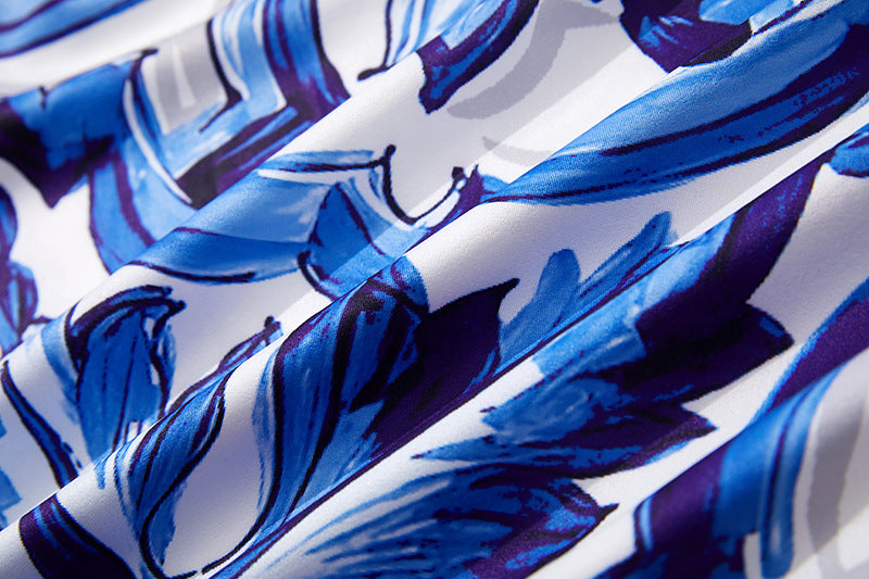 Asymmetrical Design Diagonal Shoulder Print Loose Dress