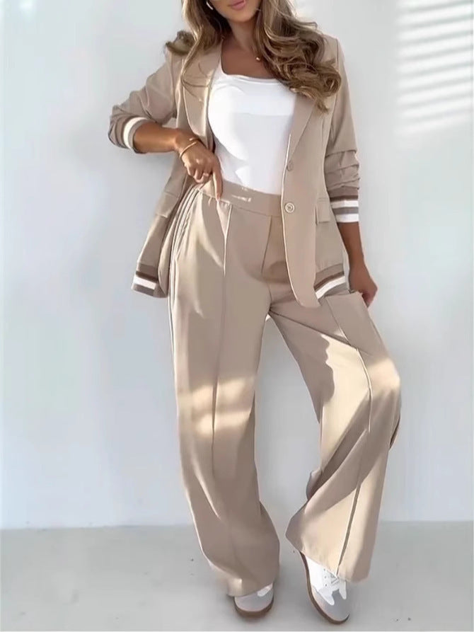 2 Pcs Women Coat Pants Suit