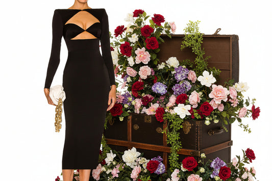 Women's Long Sleeve Black Cut-out Dress