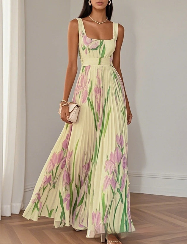 Pleated Print Dress