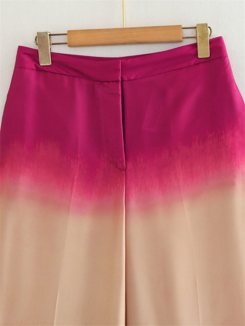 Tie-dye Printed Shirt with Straight-leg Trousers Suit