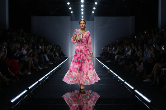 Long-sleeved Floral Print Dress with Elegant V-neck