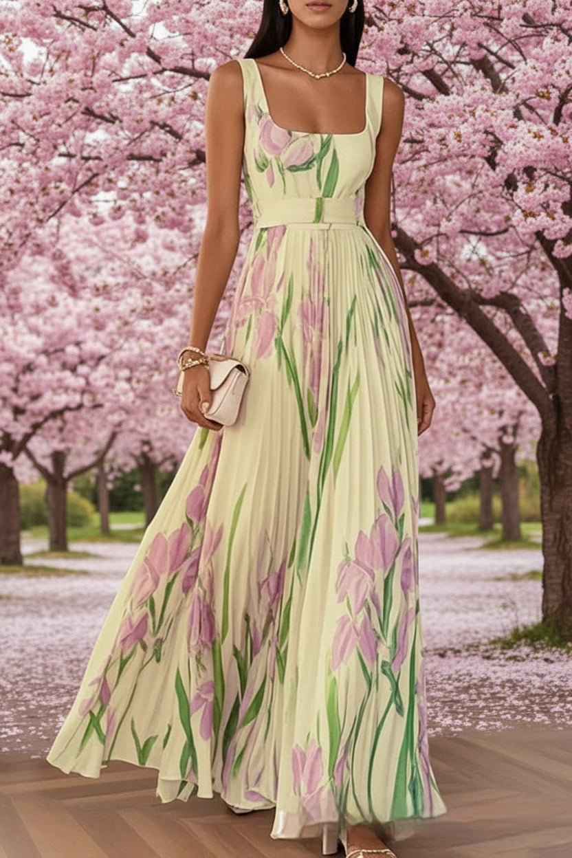Pleated Print Dress