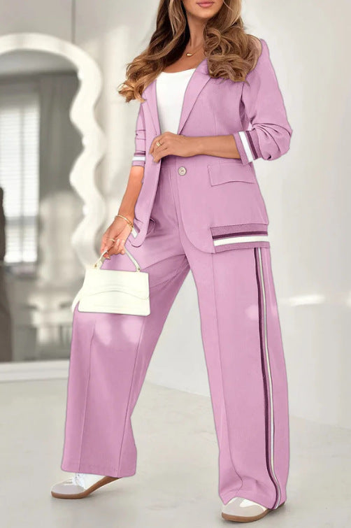 2 Pcs Women Coat Pants Suit