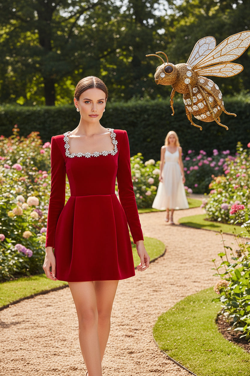 Flowers Rhinestone dress