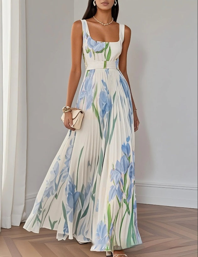 Pleated Print Dress