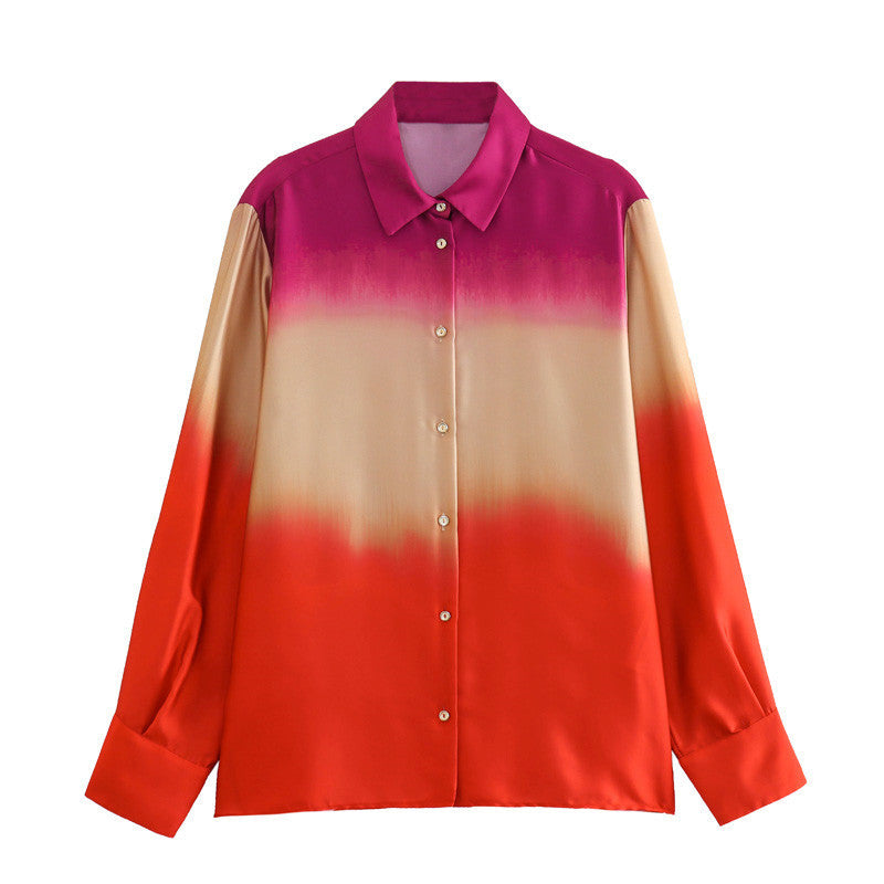 Tie-dye Printed Shirt with Straight-leg Trousers Suit