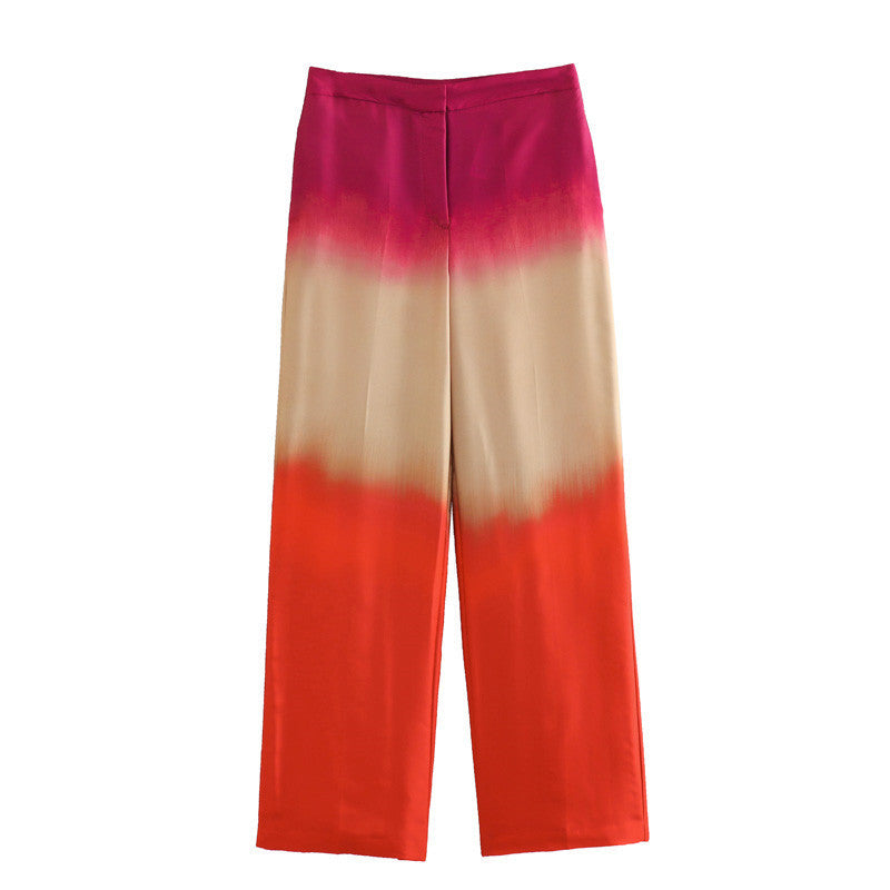 Tie-dye Printed Shirt with Straight-leg Trousers Suit