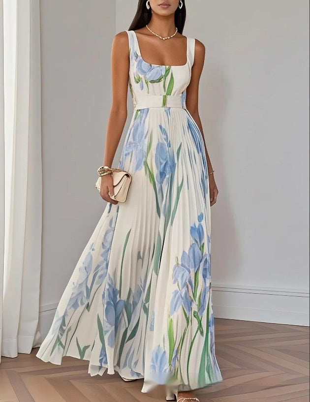 Pleated Print Dress